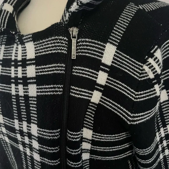 Chaps plaid zip up moto sweater jacket - Picture 3 of 6